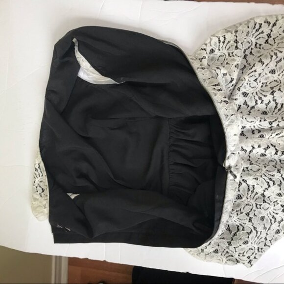 Aritzia Wilfred Talula Belgravia Lace Mini Dress Lined Back Zip Cap Sleeves Crew - Picture 14 of 16